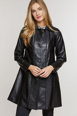 Ava Italian Lambskin Leather Swing Coat
