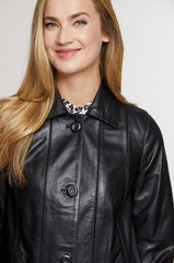 Ava Italian Lambskin Leather Swing Coat
