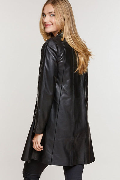 Ava Italian Lambskin Leather Swing Coat