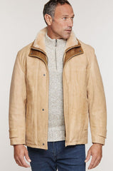 Jack Frost Italian Calfskin Leather Coat with Shearling Lining