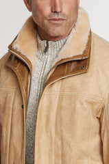 Jack Frost Italian Calfskin Leather Coat with Shearling Lining