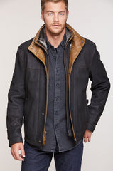 Newsboy Kildare Goatskin Leather Jacket with Removable Shearling Collar