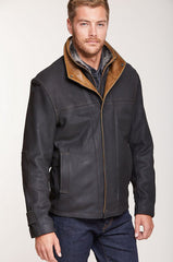 Newsboy Kildare Goatskin Leather Jacket with Removable Shearling Collar