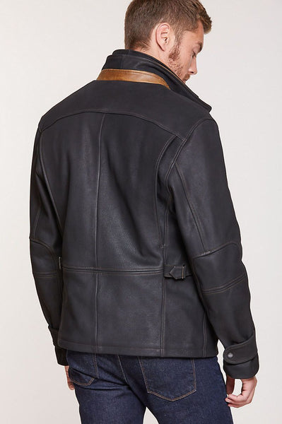 Newsboy Kildare Goatskin Leather Jacket with Removable Shearling Collar