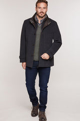 New Italian Wool-Blend Jacket with Removable Shearling Collar and Bib