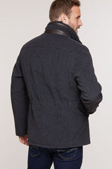 New Italian Wool-Blend Jacket with Removable Shearling Collar and Bib
