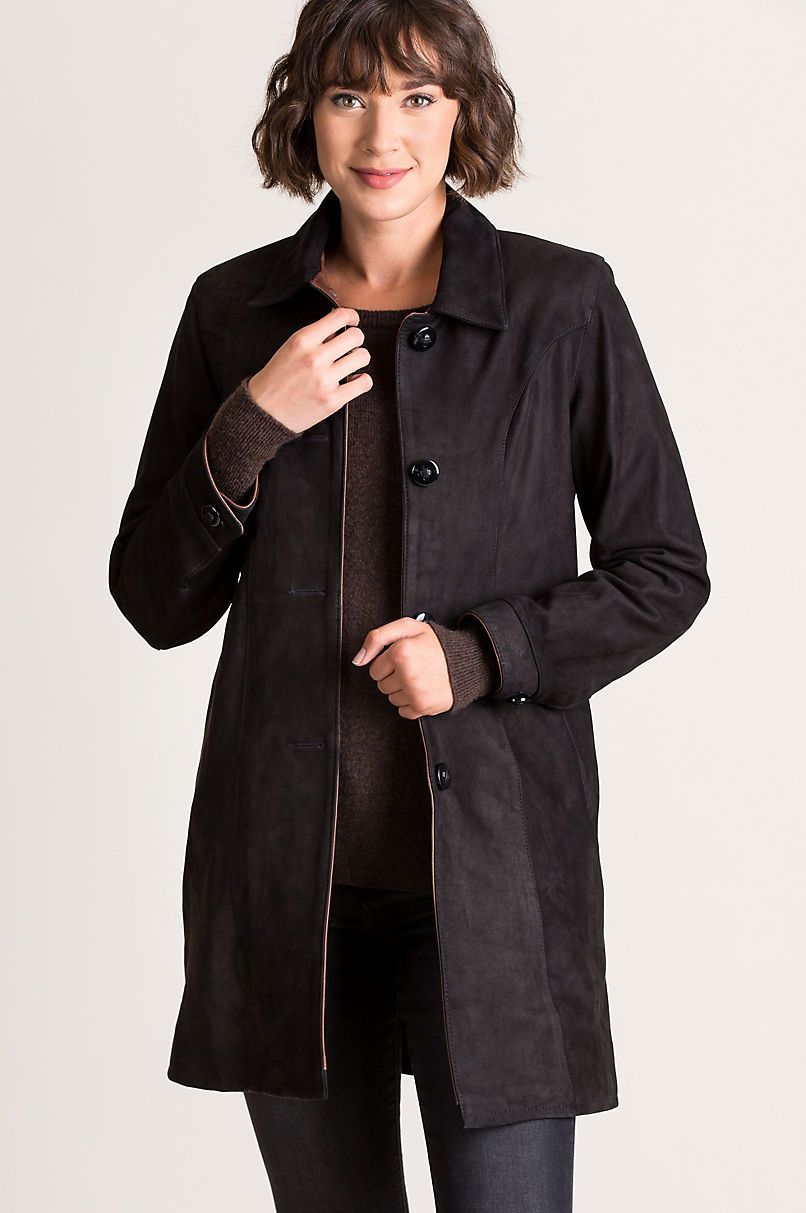 Simone Italian Nubuck Lambskin Leather Coat