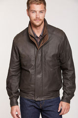 Landon Lambskin Leather Bomber Jacket