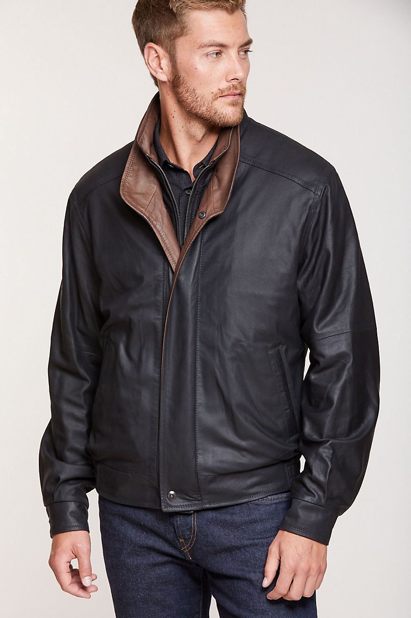 Landon Lambskin Leather Bomber Jacket