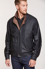 Landon Lambskin Leather Bomber Jacket