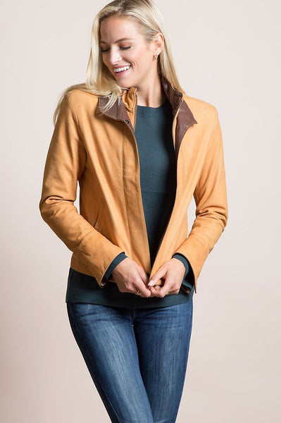 Rita Distressed Lambskin Leather Jacket