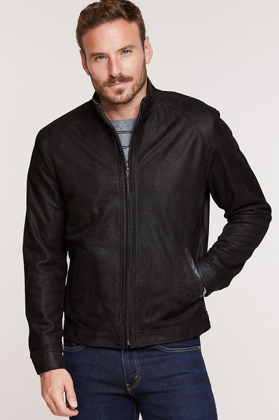 Zachary Embossed Italian Lambskin Leather Jacket