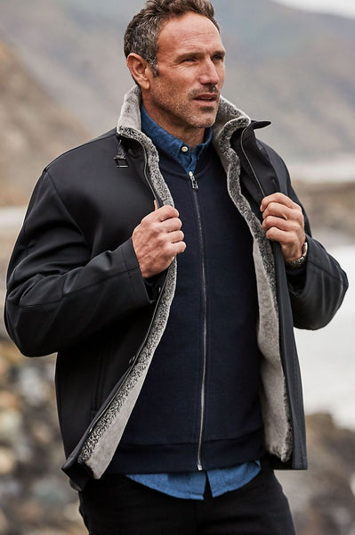 Microfiber Coat with Sheepskin Lining
