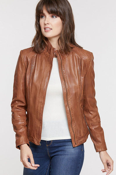 Azura Washed Lambskin Leather Jacket