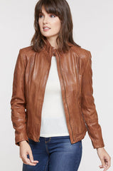 Azura Washed Lambskin Leather Jacket