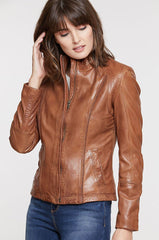 Azura Washed Lambskin Leather Jacket