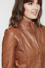 Azura Washed Lambskin Leather Jacket