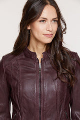 Sue Washed Lambskin Leather Moto Jacket