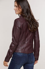 Sue Washed Lambskin Leather Moto Jacket