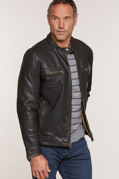 Retro Motocross Goatskin Leather Jacket
