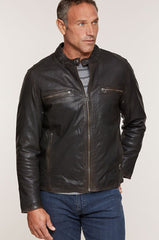Retro Motocross Goatskin Leather Jacket