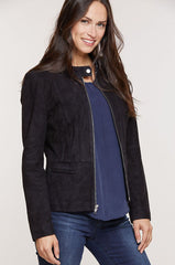 Hailey Goatskin Suede Moto Jacket